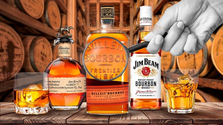 collection of bourbon bottles