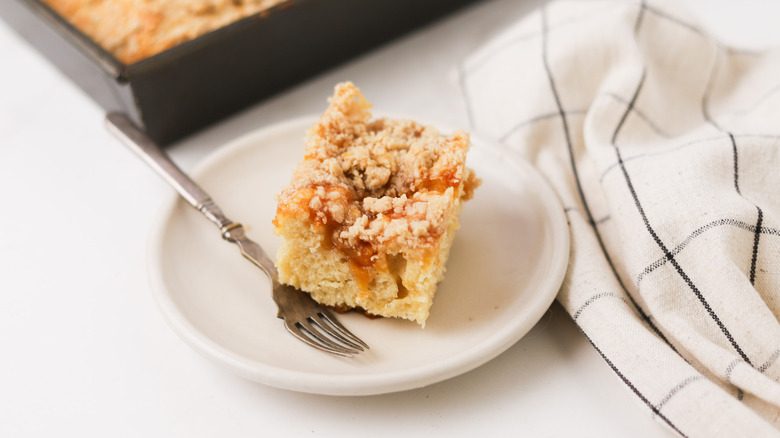 Square of peach coffee cake