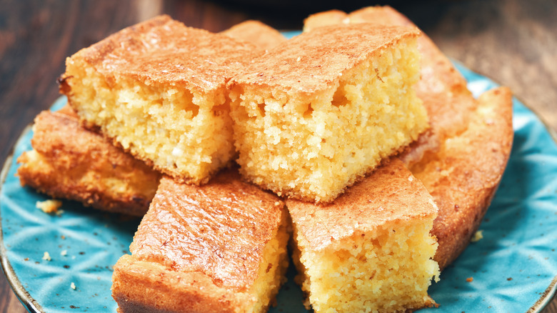 plate of cornbread slices