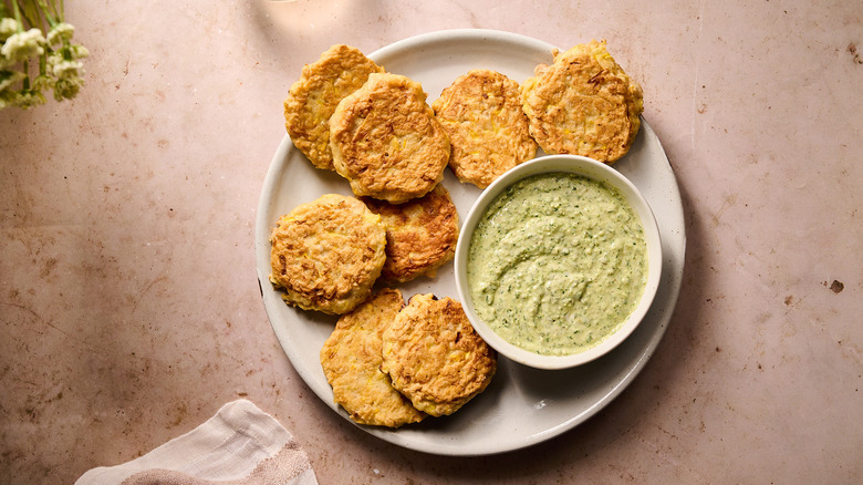 squash fritters on a plate