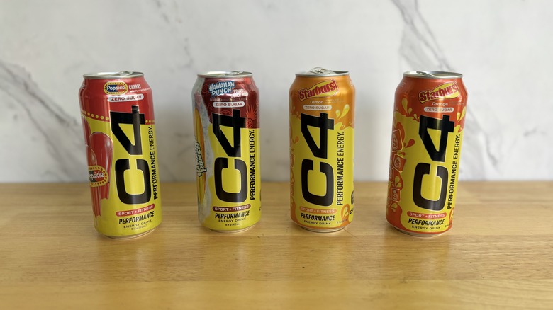 lineup of C4 cans