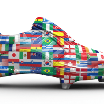 Flag covered football boot representing World Cup 2026