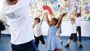 School children dancing in a Dance Days workshop