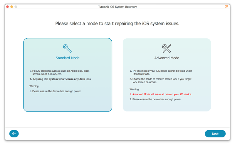 select repair mode