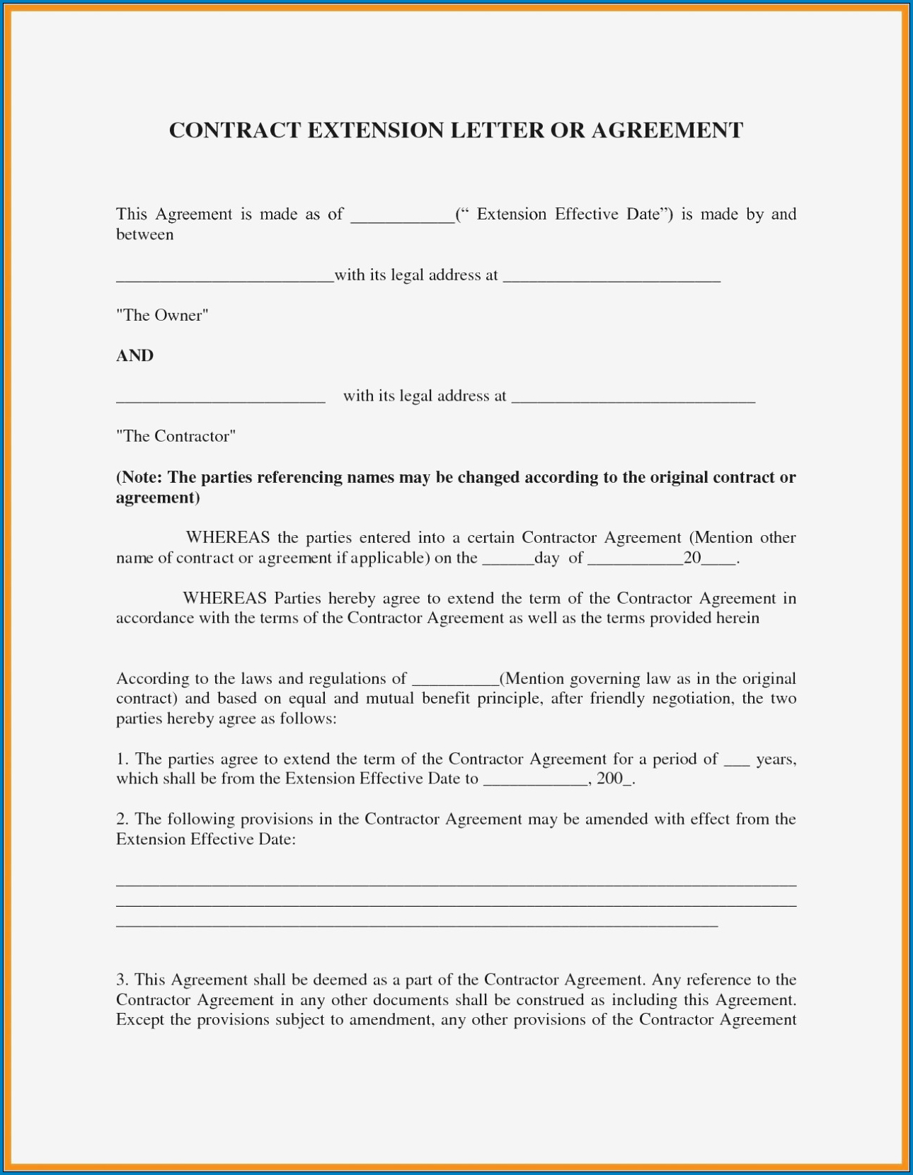 Example Agreement Letter Between Two Parties In legal contract between two parties template