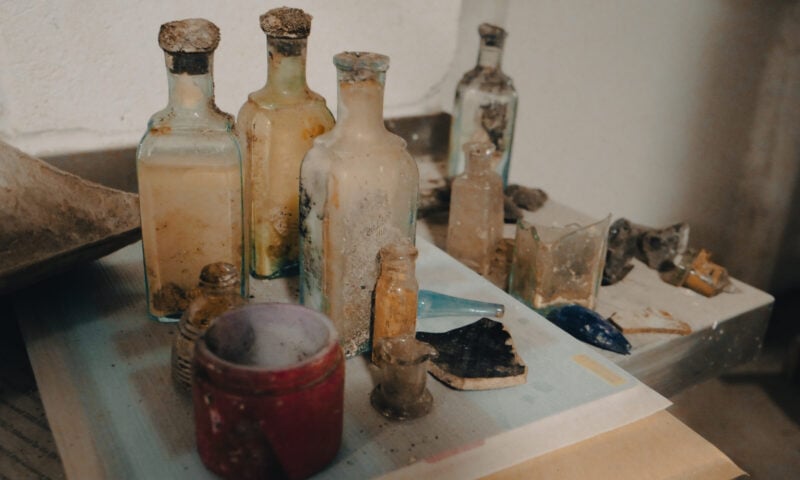 Assorted antique bottles