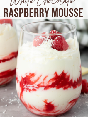 White Chocolate Raspberry Mousse in cups are the perfect dessert - and come together in less than 15 minutes with the most delicious ingredients that will have you aching for more!