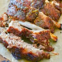 Easy Pork Ribs with seasoning rub and mop sauce