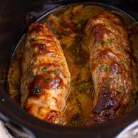 Pork Tenderloin in a Slow Cooker insert.