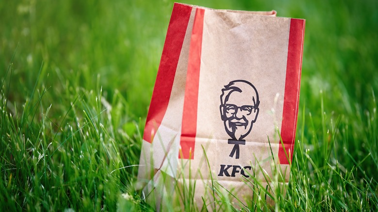 KFC take-out bag in grass