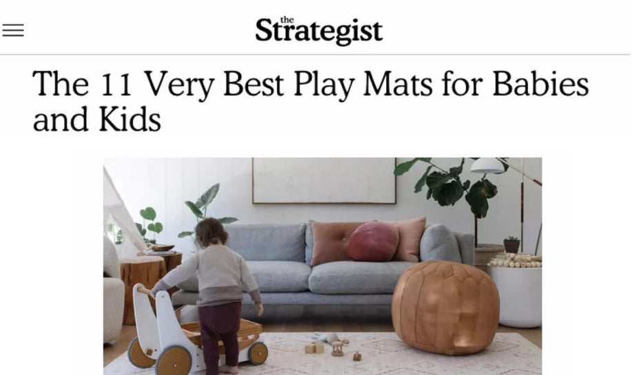 Screenshot of NY Magazine The Strategist article titled "The 11 Very Best Play Mats for Babies and Kids"