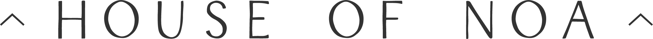 House of Noa logo in black with a caret symbol on either side