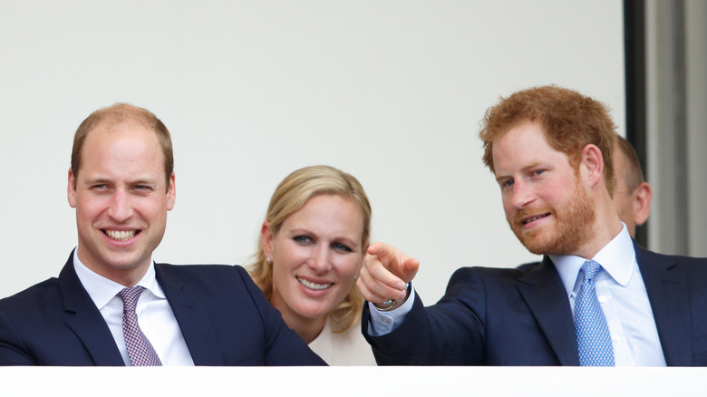 Prince William, Zara Tindall, and Prince Harry smiling