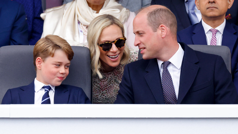 Prince William, Prince George, and Zara Tindall laughing