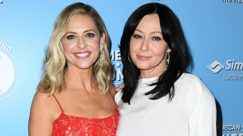 Sarah Michelle Gellar and Shannen Doherty smiling