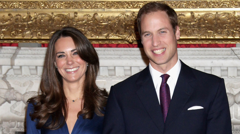 Kate Middleton and Prince William smiling in their official engagement photo