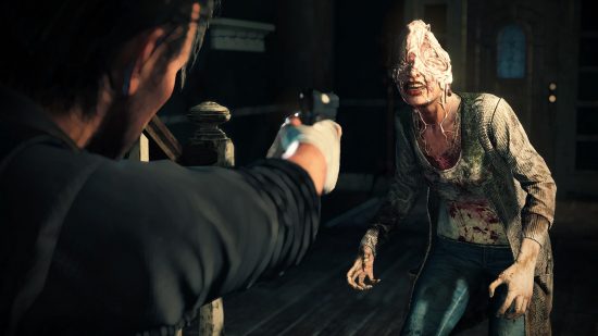 Best Xbox horror games: Sebastian fires at a zombie in Evil Within 2.