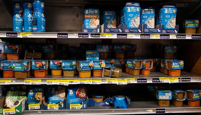 This representational image shows Baby food on display at a supermarket. — Reuters/File