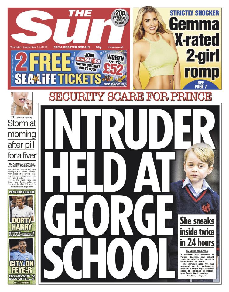  Sun front page revealing the shocking story this week