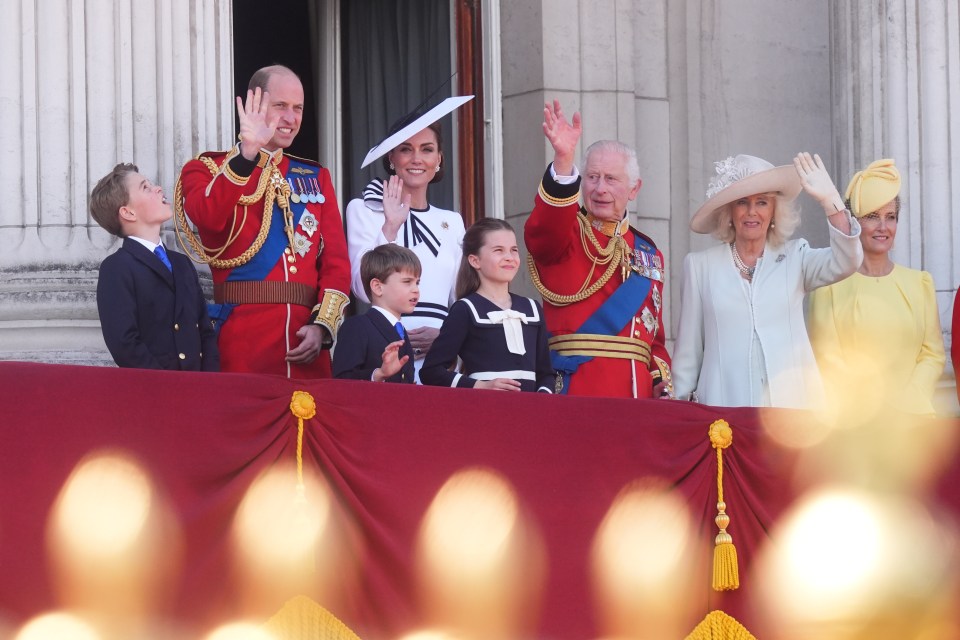 Princess Kate stood alongside her children, Wills, the King and Queen Camilla on the Palace balcony