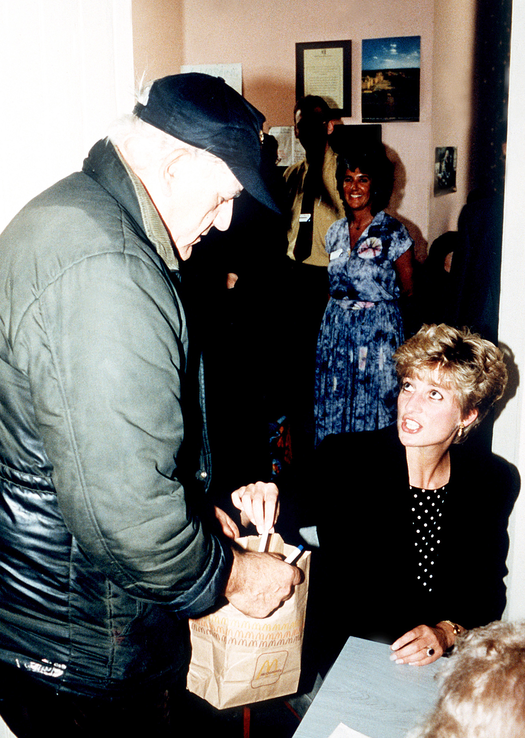 Diana at a day centre for the homeless in London in 1992. She remained a supporter of Centrepoint despite relinquishing most of her charitable duties in 1996