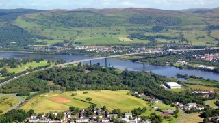 The Slacks towers above the village of Old Kilpatrick and the Erskine Bridge