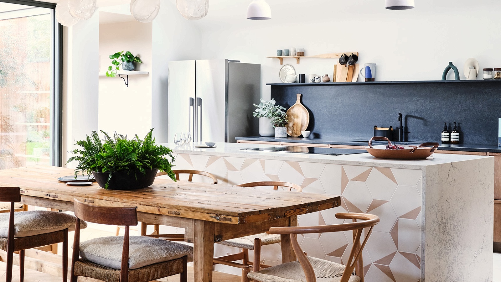 Taking pride of place in the kitchen of tile company Bert & May’s Lee Thornley, Fisher & Paykel’s Freestanding French Door fridge-freezer — 90cm RF610ADJX6, over-and-under design, with a spacious bottom freezer and a full extension drawer; £2,540, fisherpaykel.com