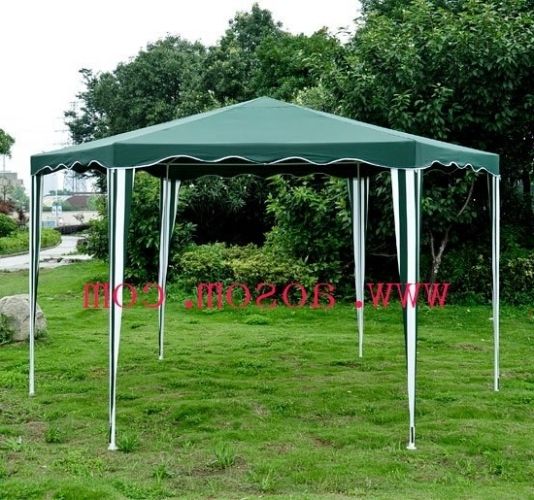 Aosom Outdoor Hexagon Canopy Gazebo Tent Green/white-In Gazebos From ... within Hexagon Gazebos