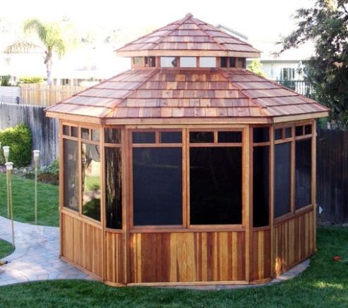 Hexagonal Gazebo Kit, Redwood Hexagon Garden Gazebo with regard to Hexagon Gazebos