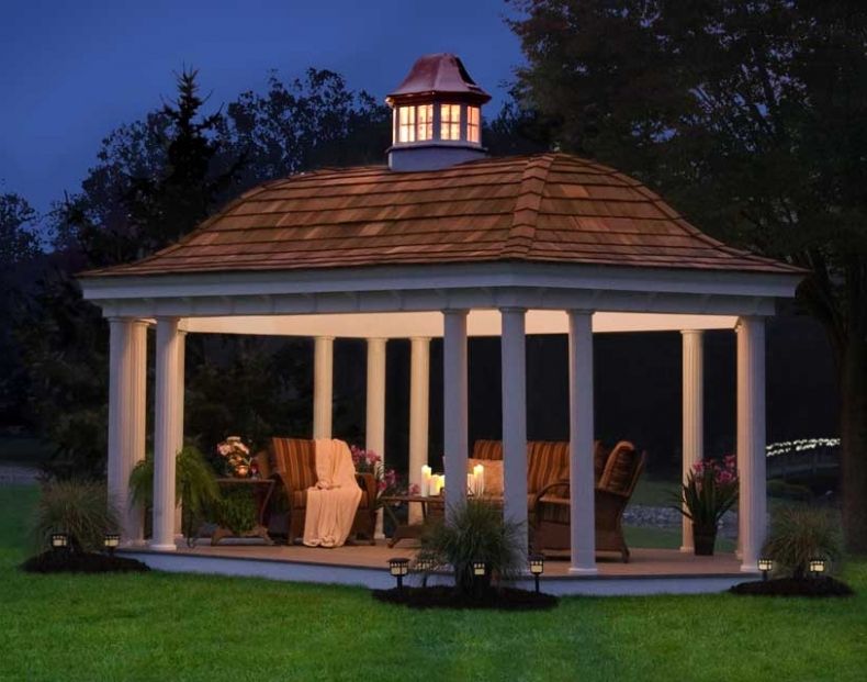 Vinyl Belle Roof Elongated Hexagon Gazebos | Gazebosstyle ... regarding Hexagon Gazebos