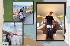 A collage of three photos of Hunter Woodhall on his travels 