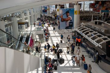 Busy JFK airport terminal 