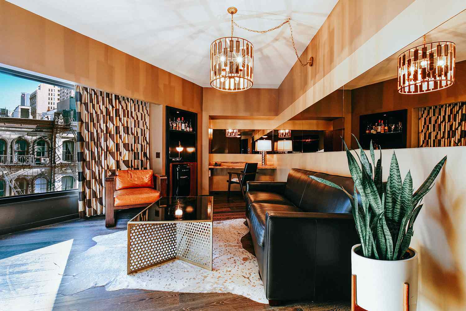 Interior of the Deluxe Suite Living Room at The Roxy Hotel