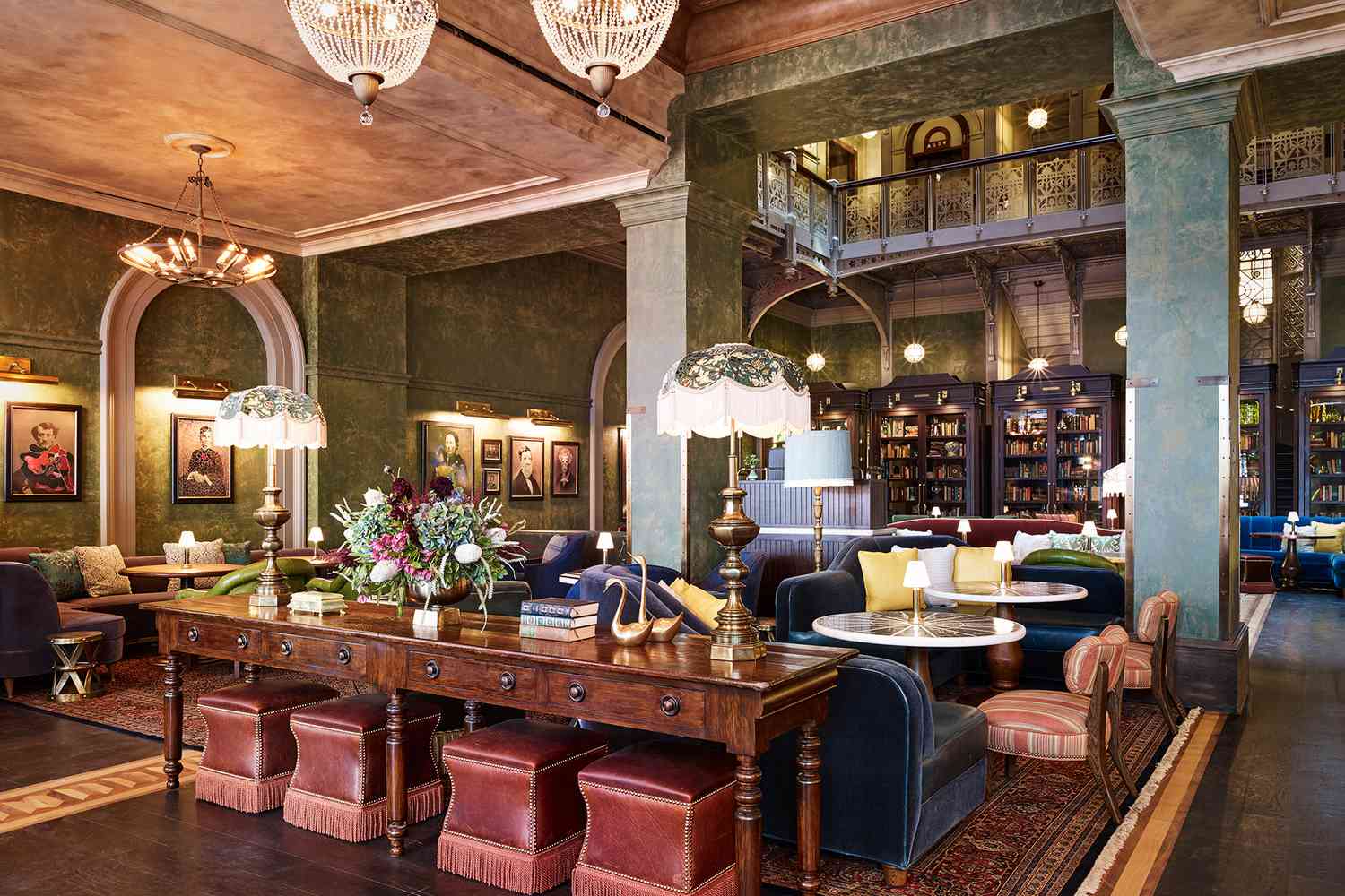 Interior of the lobby area at The Beekman, a Thompson Hotel in NYC