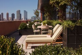 NYC skyline view from a guest room terrace at Hotel BarriÃ¨re Fouquet