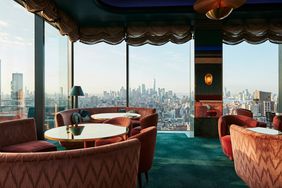 Bar with a view of skyline in Ritz Carlton New York