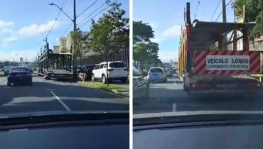 Repeteco? Cegonha volta a empacar trânsito em avenida movimentadíssima de Curitiba