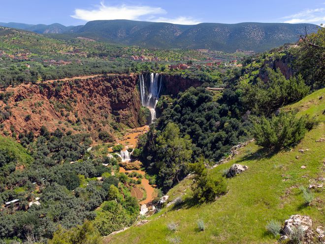 Cascade at Cascades D'Ouzoud waterfall in Morocco