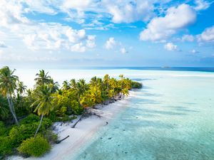 Aerial view of tropical island in ocean