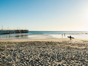 Cayucos state beach and historic Cayucos Pier