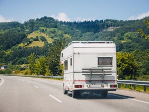 Mobile home on highway