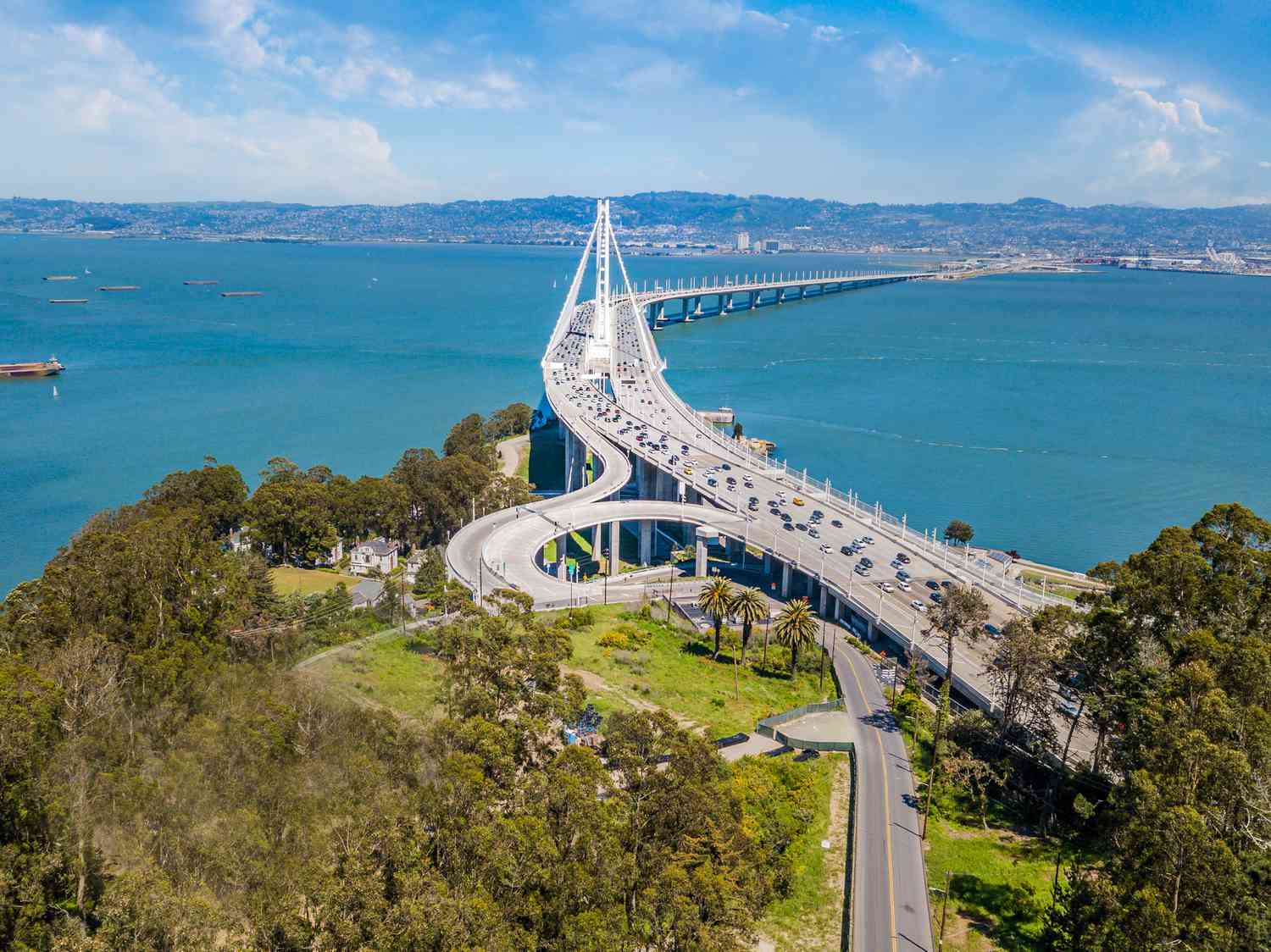 Aerial View of Bay Bridge - stock photo