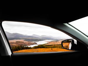 The Scotland highlands view in autumn from the car.