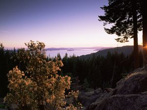 San Juan Islands seen from Chuckanut Drive, Puget Sound, Washington State, United States of America, North America