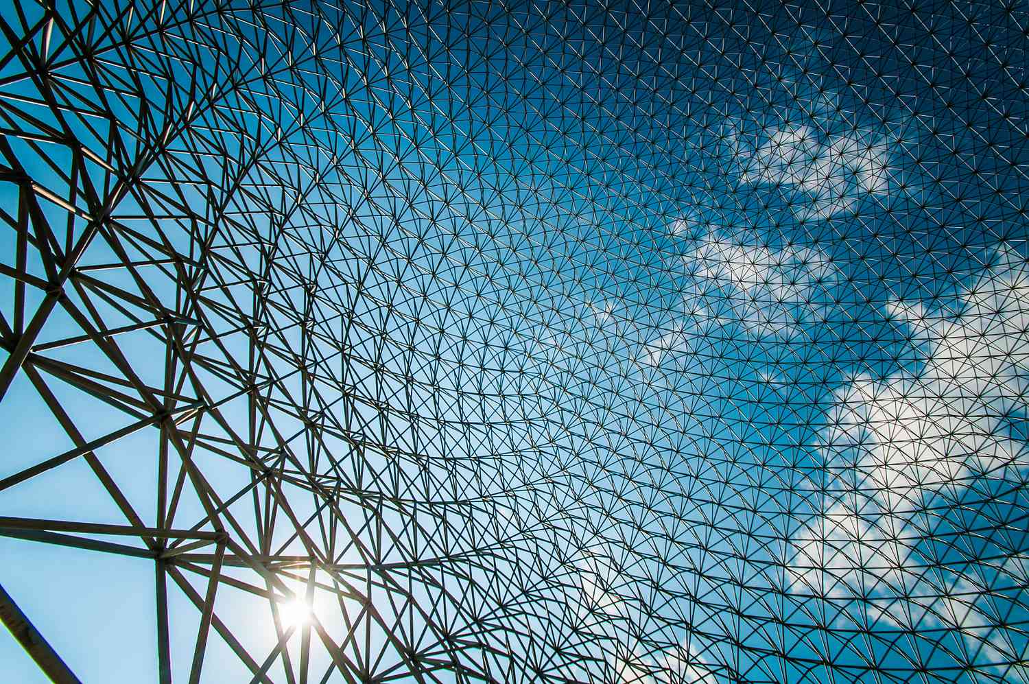 Montreal Biosphere closeup. Inside Buckminster Fuller's geodesic dome.