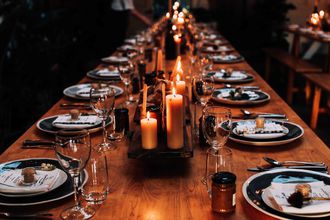 A set table at a fine dining establishment