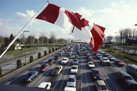 Car Lineup at Canadian Border