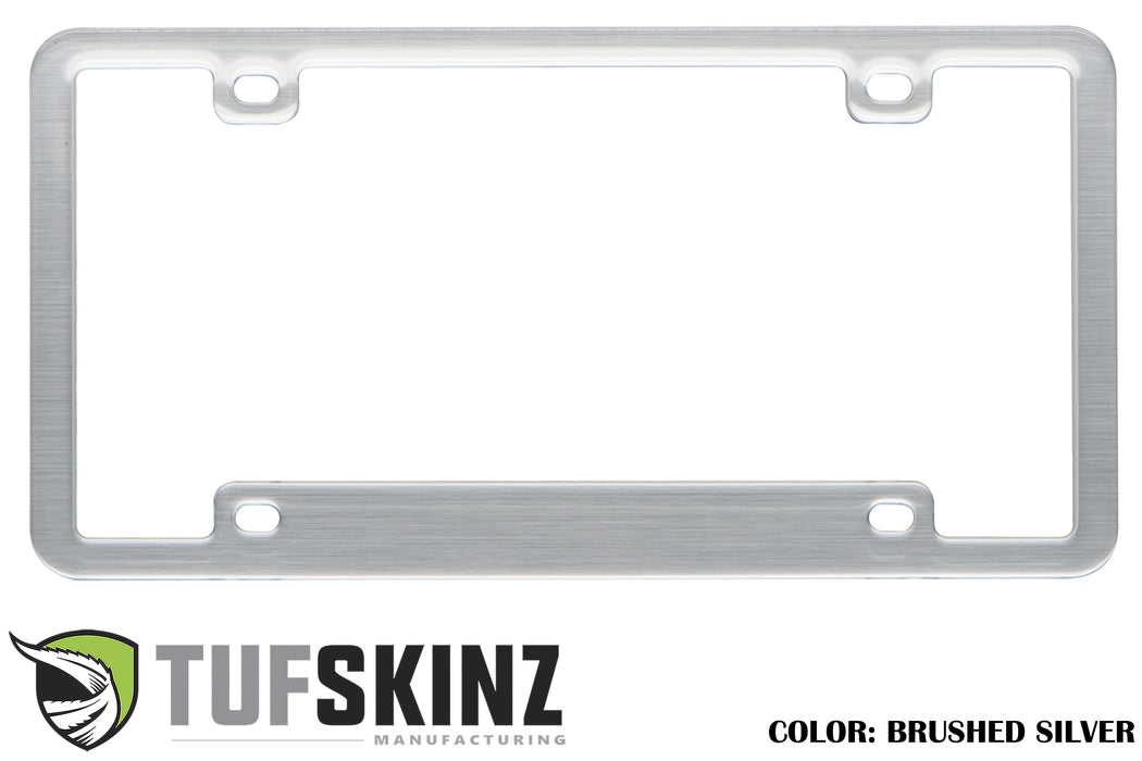 License Plate Frame Accent Trim Fits 0-0  Universal Brushed Silver