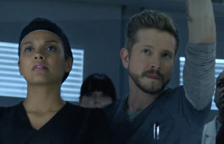 Jessica Lucas as Billie, Matt Czuchry as Conrad in The Resident