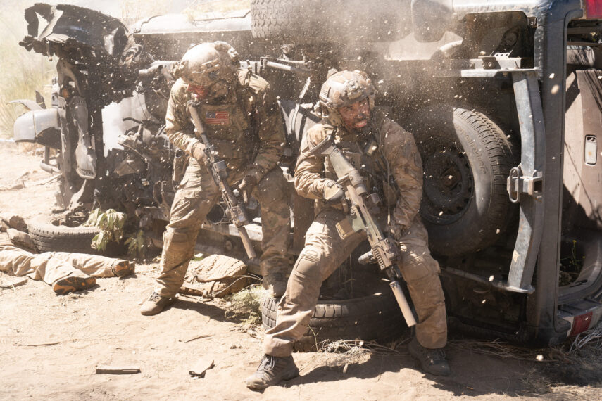 David Boreanaz as Jason Hayes and Neil Brown Jr. as Ray Perry in SEAL Team